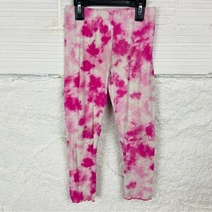 Falls Creek Pink and White Tie-Dye ribbed Kids Leggings size small 6/6X